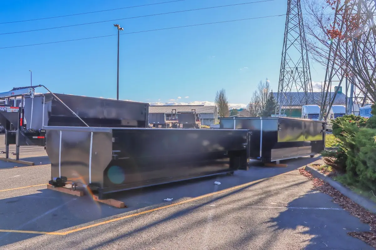 Roll-off dumpster ready for waste disposal at job site for Commercial Dumpster Rental in Acworth